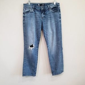 Kut from the Kloth Low Rise Distressed Knee Ankle Skinny Denim Jeans Size 12